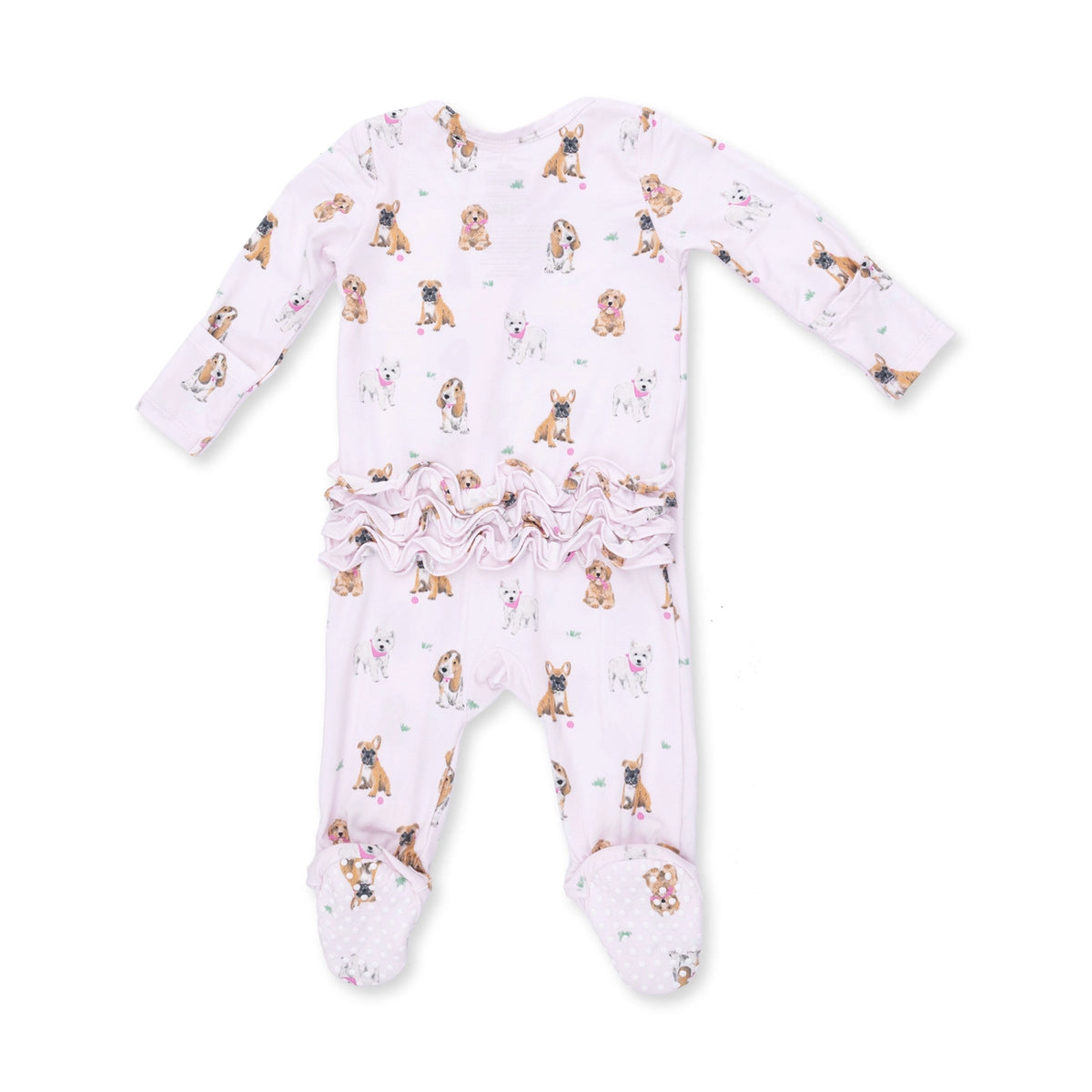 Bestie Dogs Pink Ruffle Zipper Footie