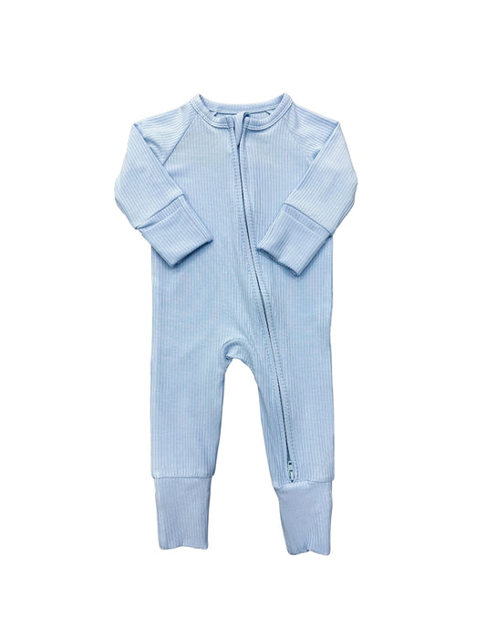 Light Blue Ribbed Zip