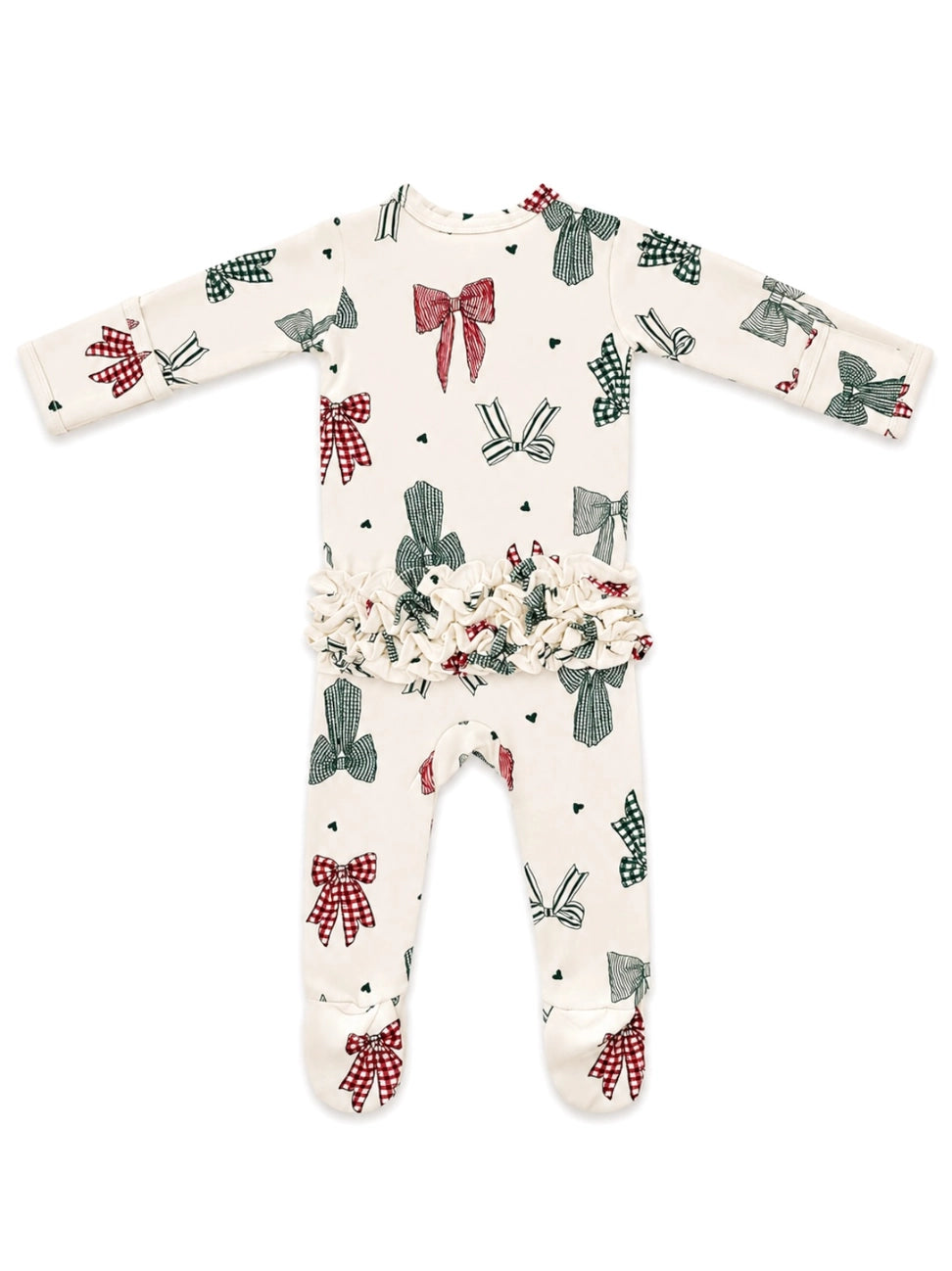 Christmas Bows Ruffle Footie