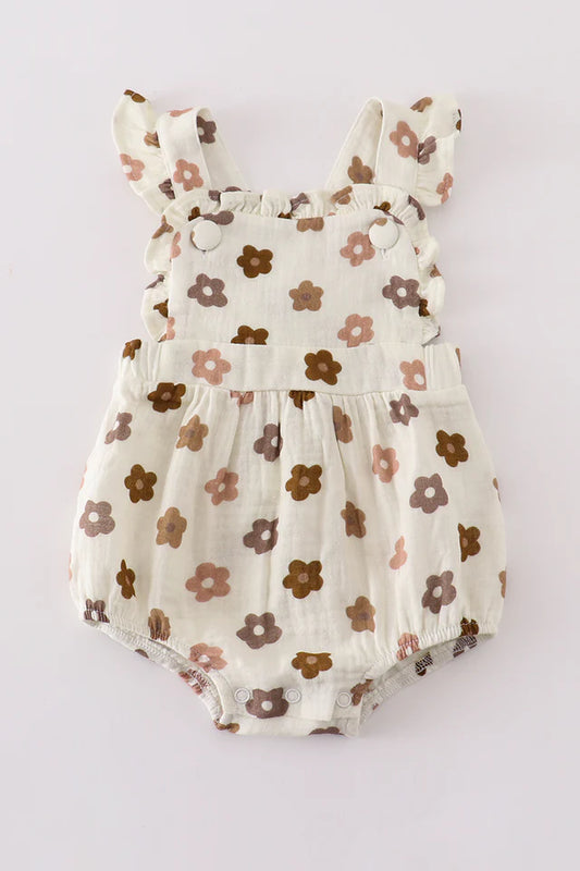 Khaki Floral Muslin Bubble