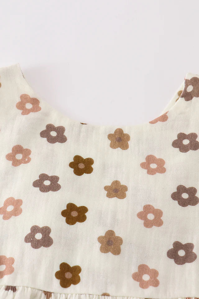 Khaki Muslin Floral Set