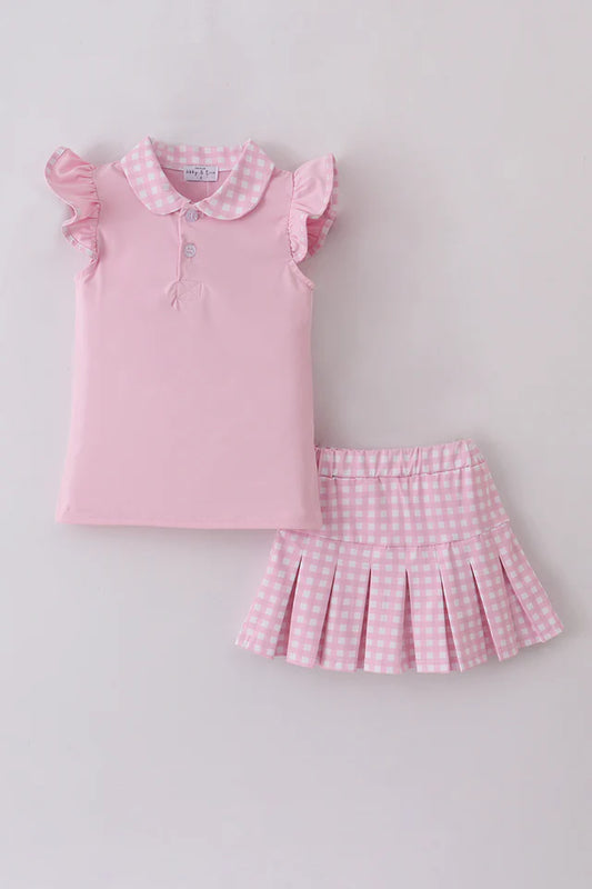 Pink Active Ruffle Skort Set