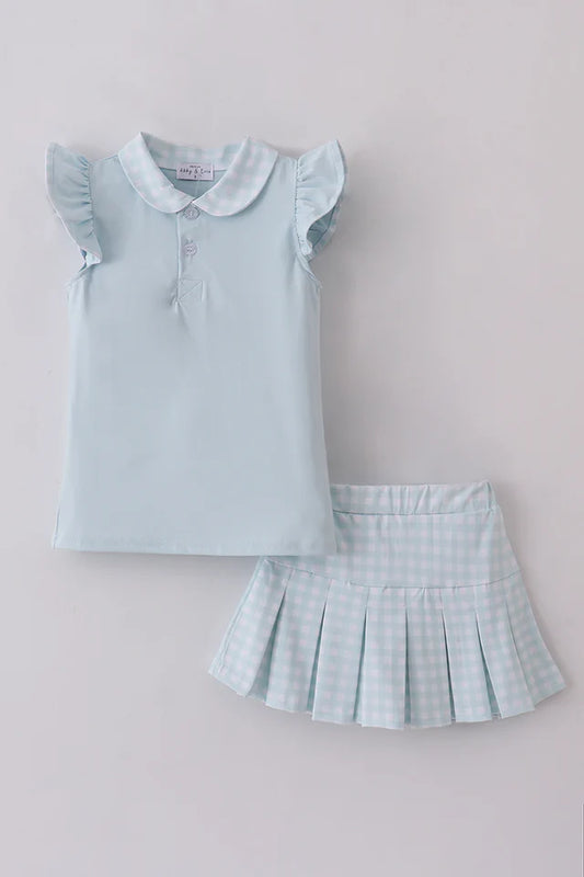 Blue Active Ruffle Skort Set