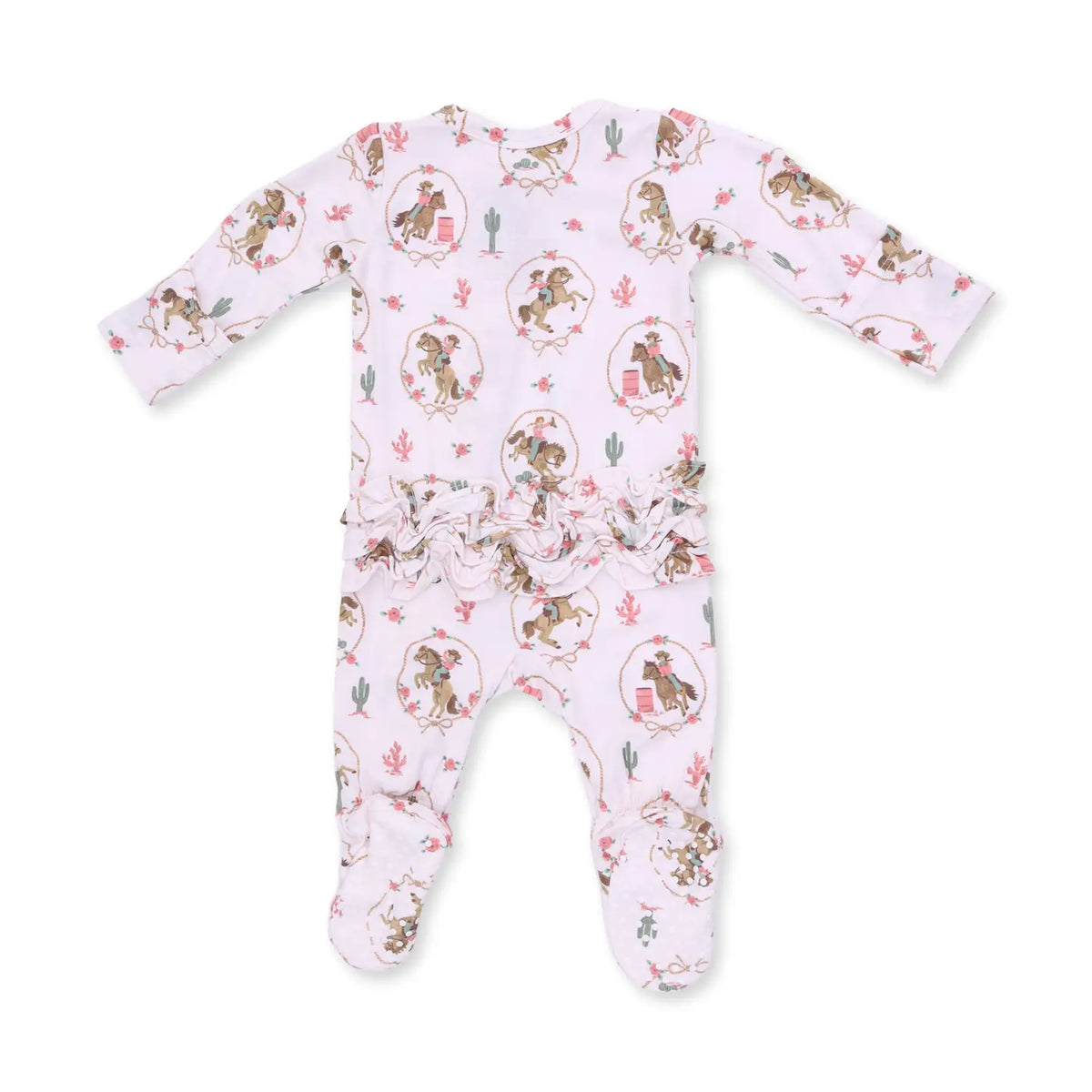 Painterly Rose Ruffle Zipper Footie
