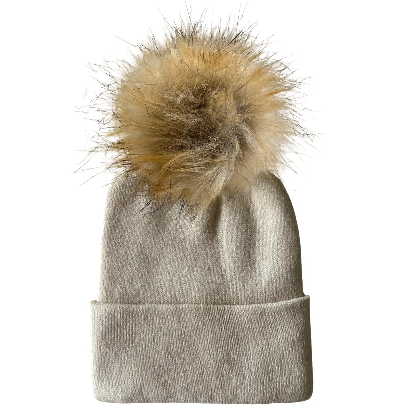 Baby's First Hat - Sand Fur Pom