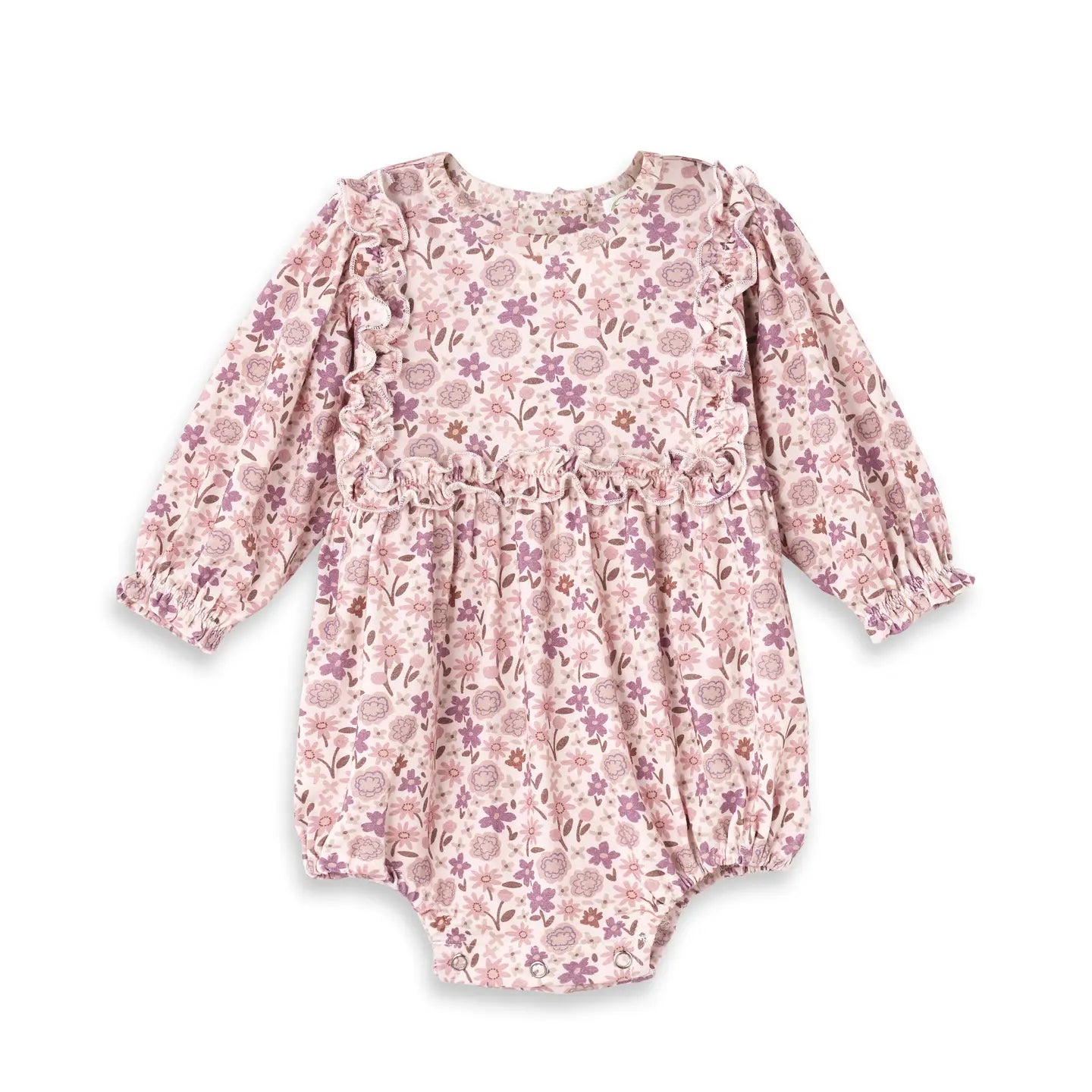 Lavender Floral Ruffle Romper