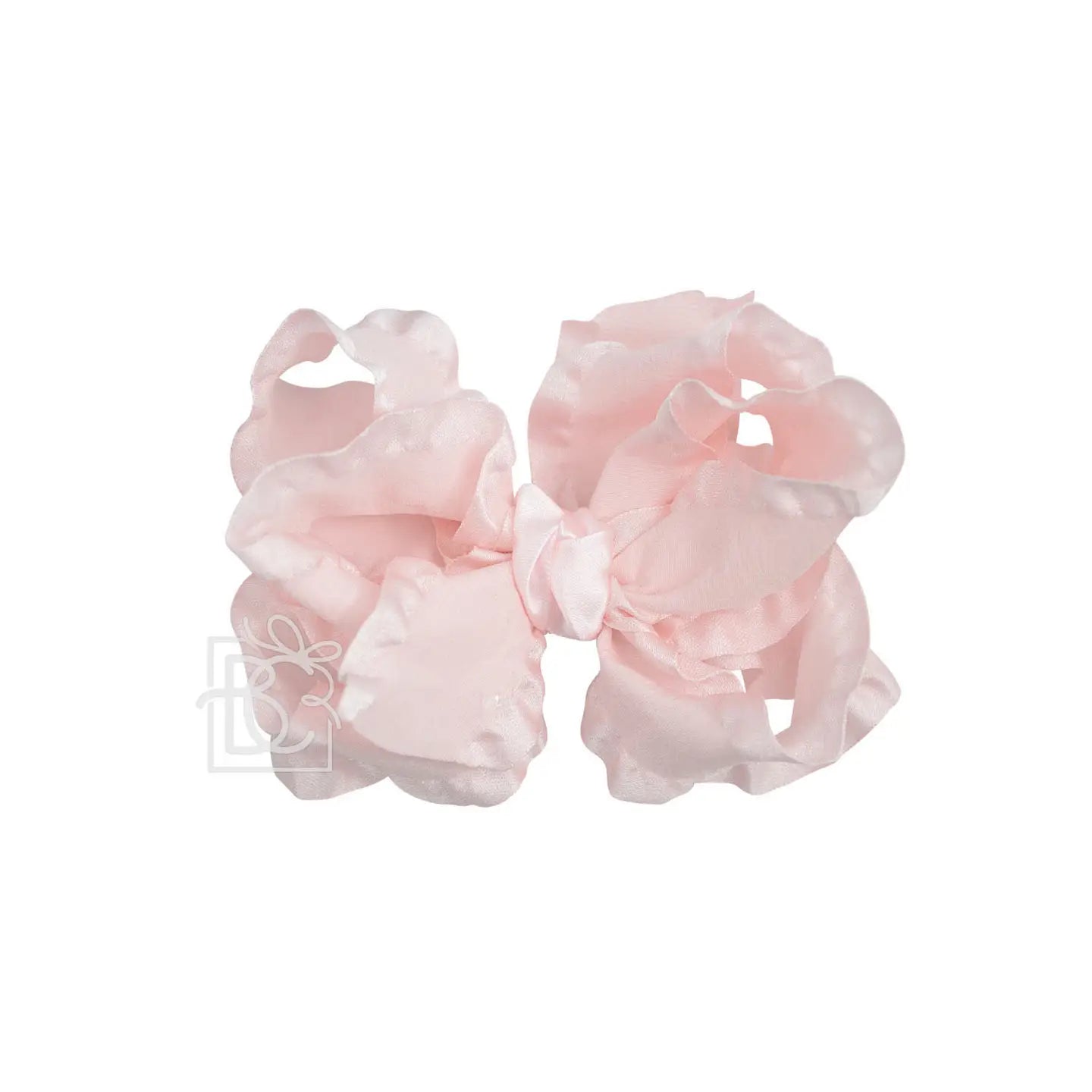 Double Ruffle Bow on Alligator Clip-Light Pink