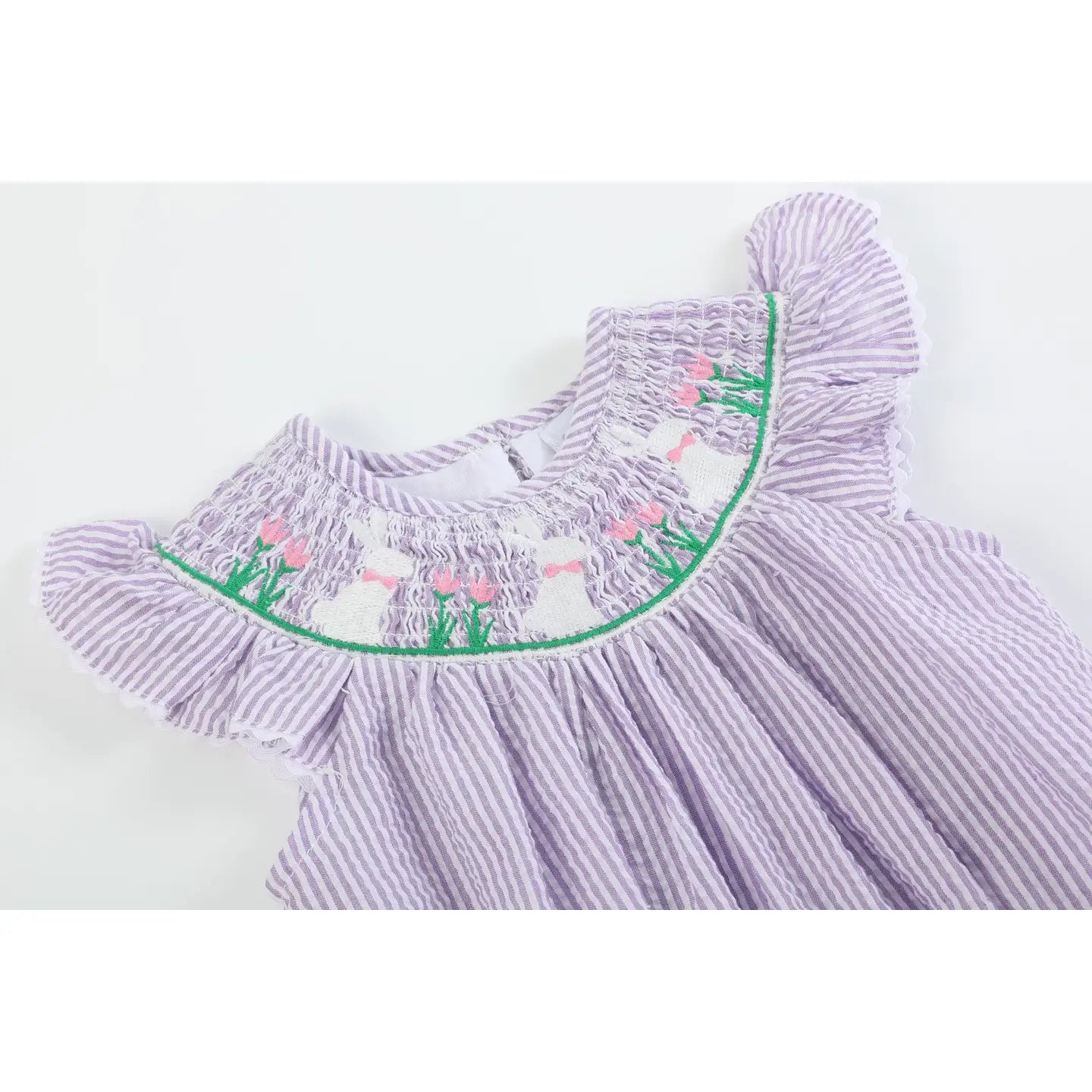 Purple Bunny Smocked Romper