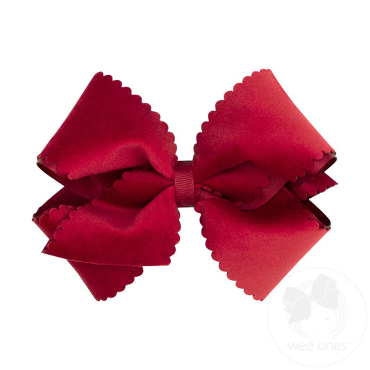 Faux Velvet Hair Bow-Cranberry