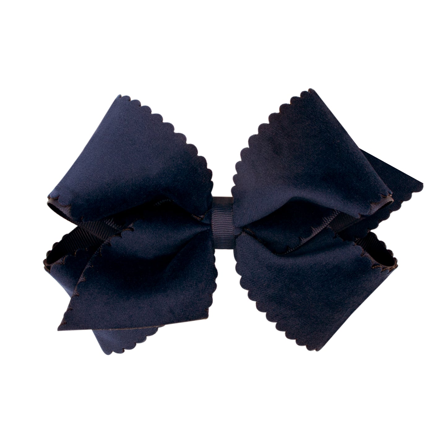 Faux Velvet Hair Bow - Navy