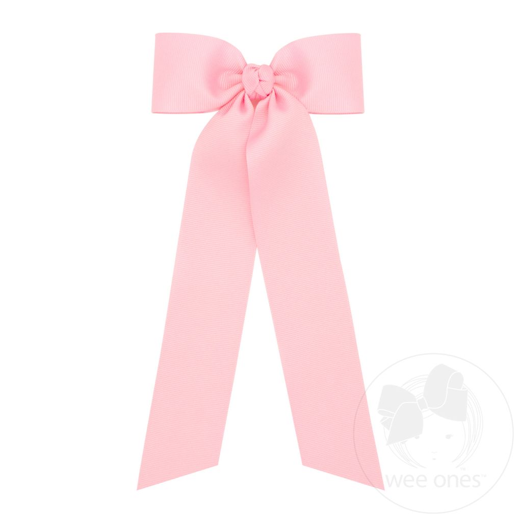 Grosgrain Streamer Hair Bow - Light Pink