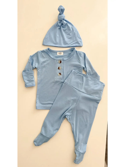 Top & Bottom Baby Outfit (Newborn - 3 months) - baby blue