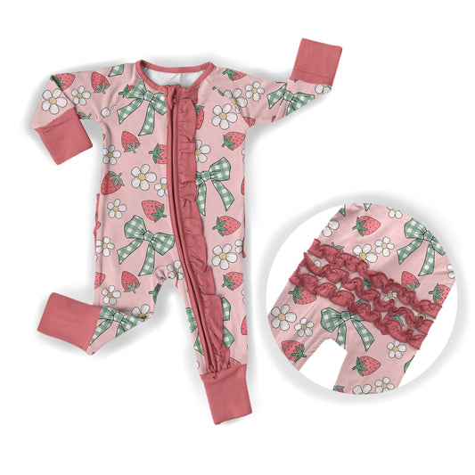 Strawberry Ruffle Bamboo Romper