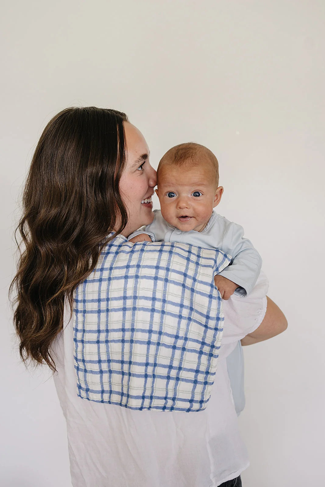 Blue/Green Plaid Muslin Burp Cloth