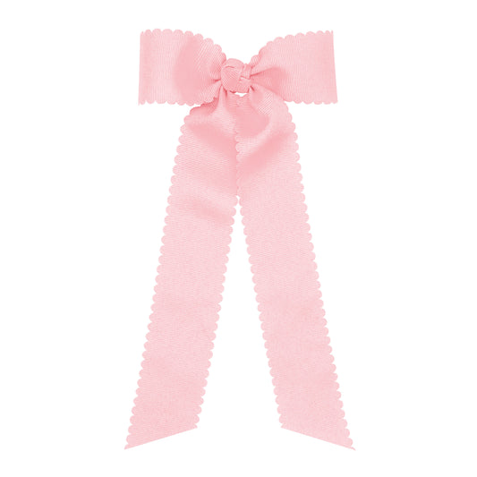 Grosgrain Scalloped Streamer Hair Bow - Pink