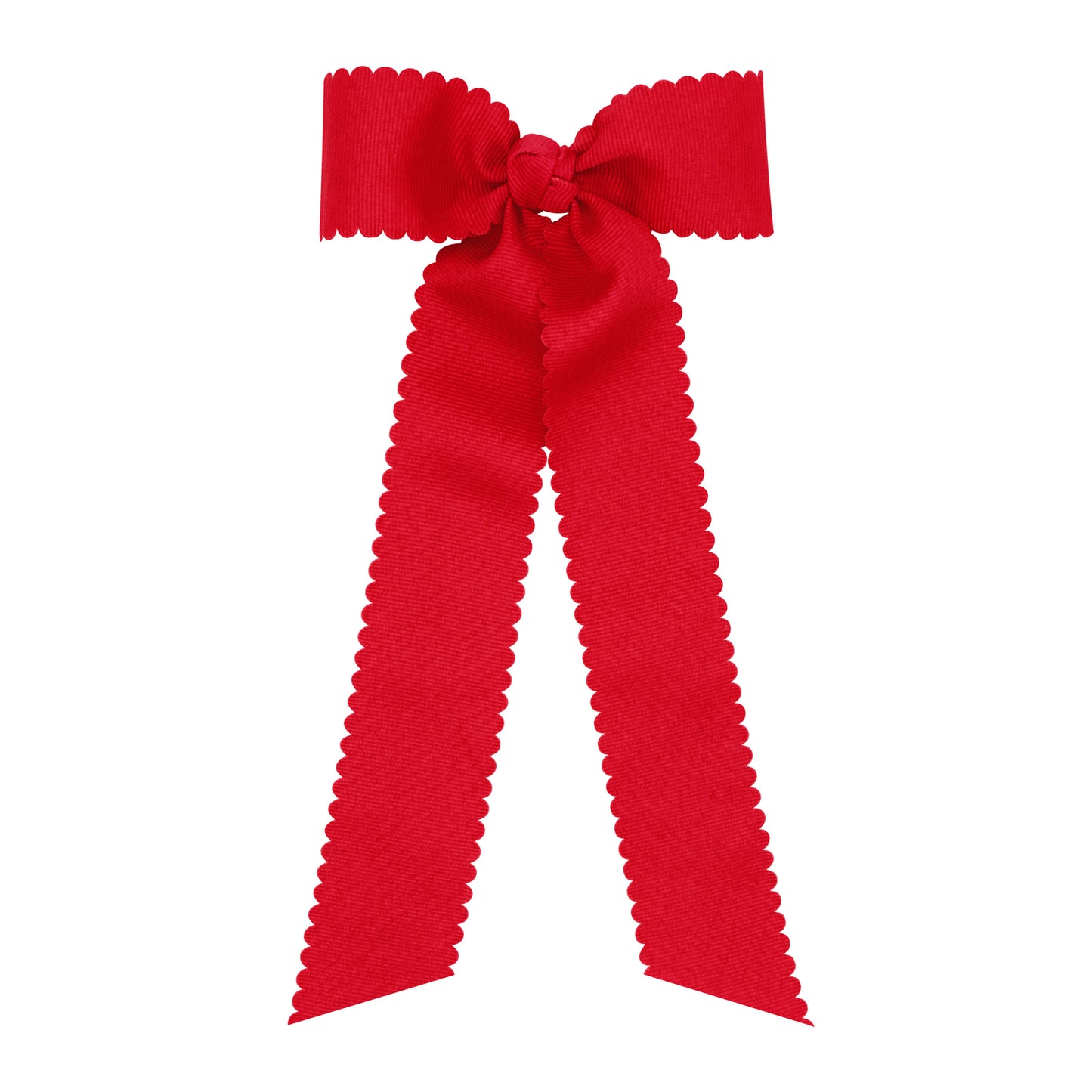 Grosgrain Scalloped Streamer Hair Bow - Red