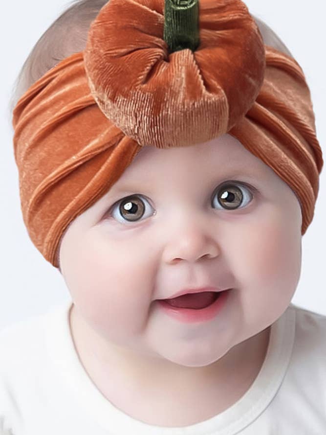 Orange Velvet Pumpkin Baby Headband