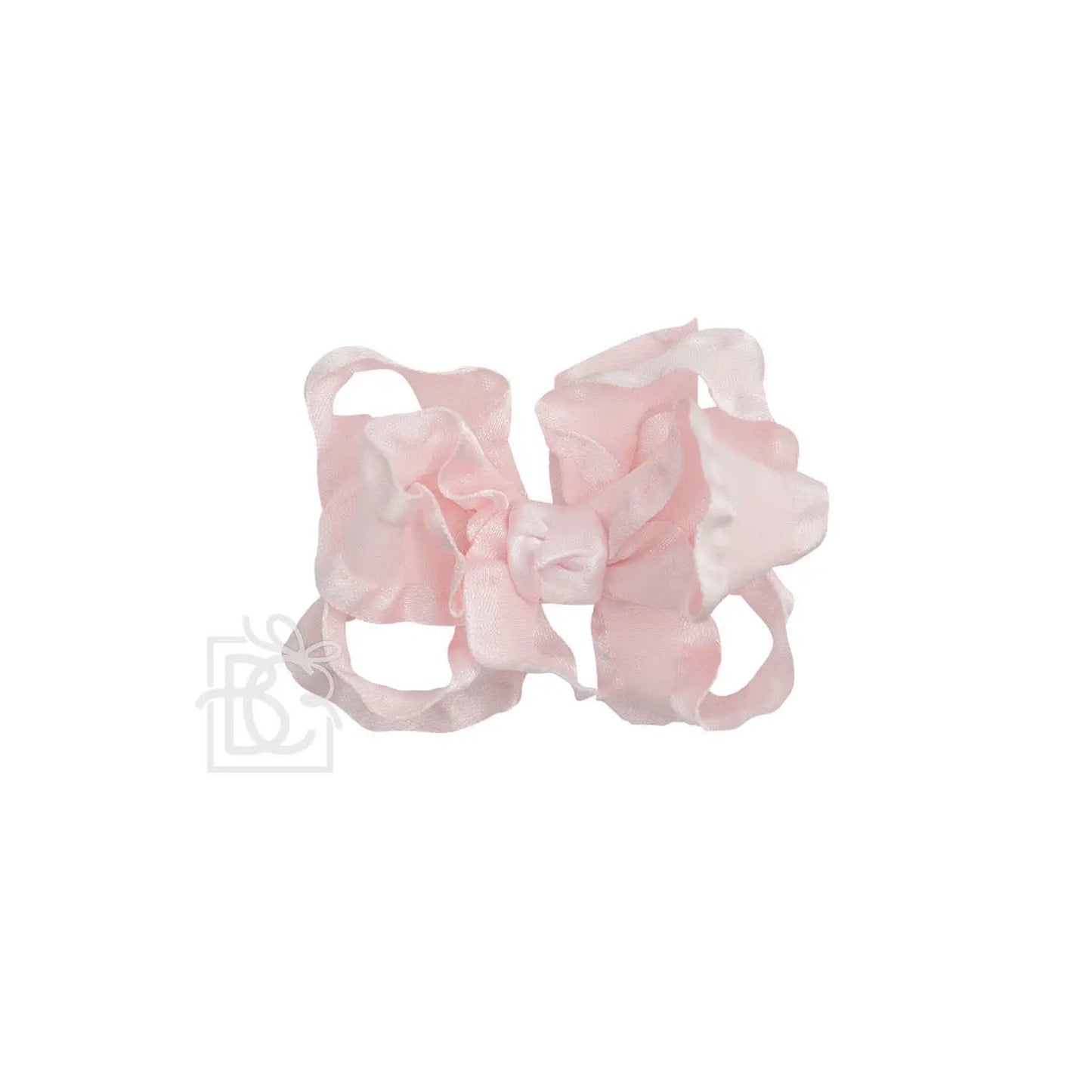 Double Ruffle Bow on Alligator Clip-light pink