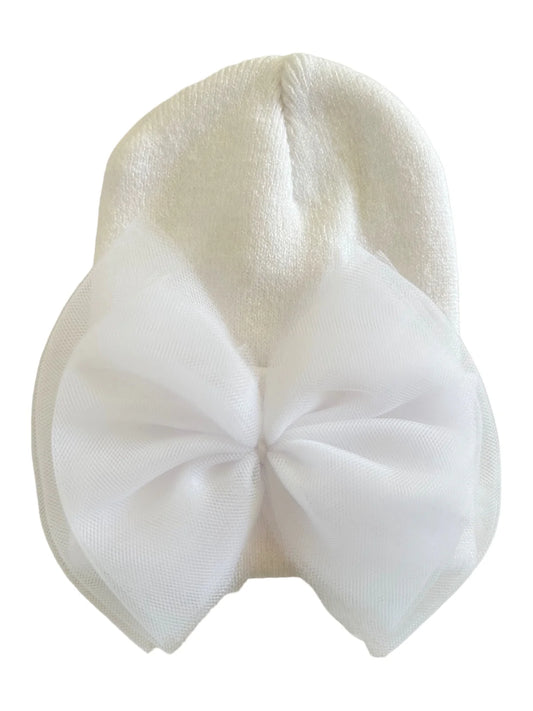 Baby's First Hat-White Tulle Bow