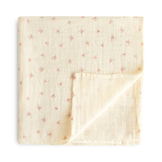 Muslin Swaddle Blanket Organic Cotton  - Bows