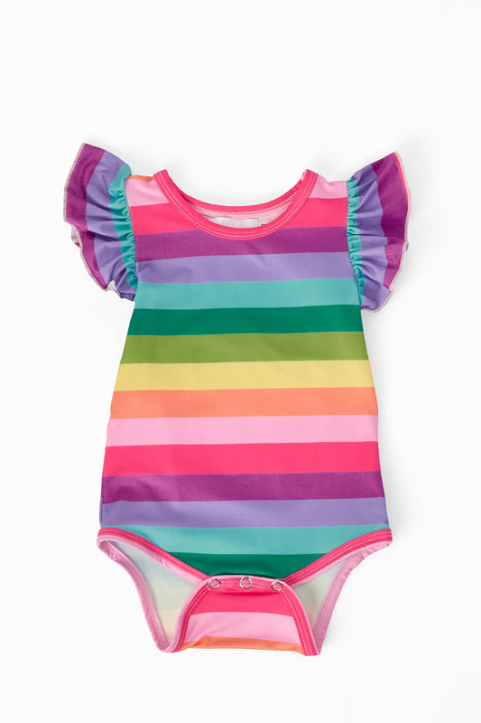 Cheerful Stripes Flutter Bodysuit