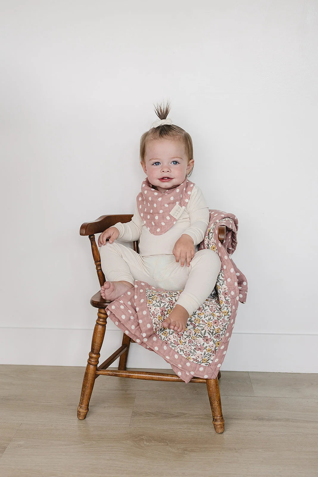 Pink Polka Dot Muslin Bib