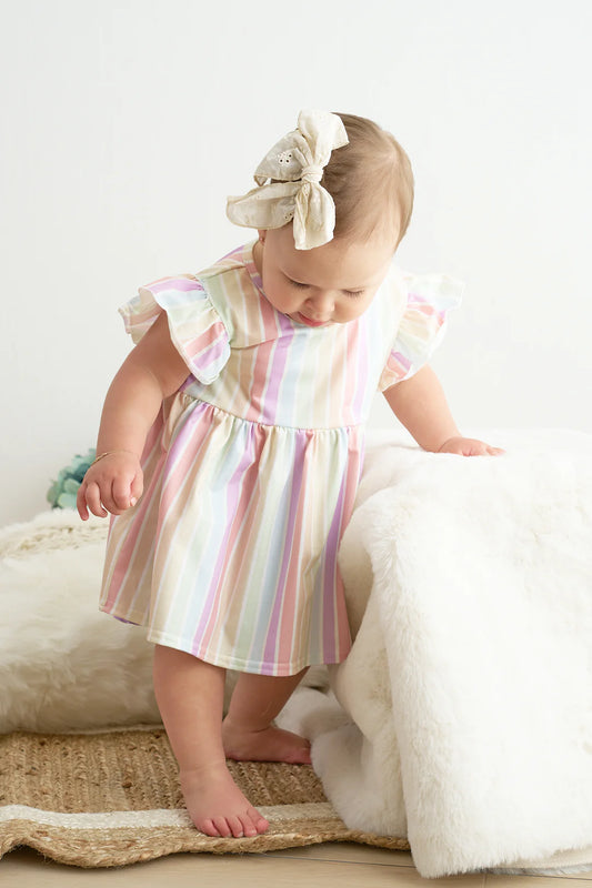 Pastel Stripe Ruffle Dress