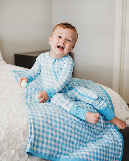 Sky Blue Gingham Dream Romper