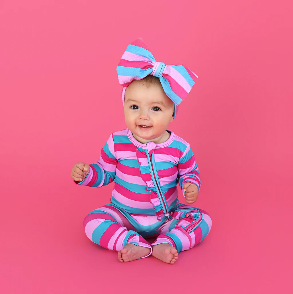 Maddie Stripe Checks Ruffle Zip