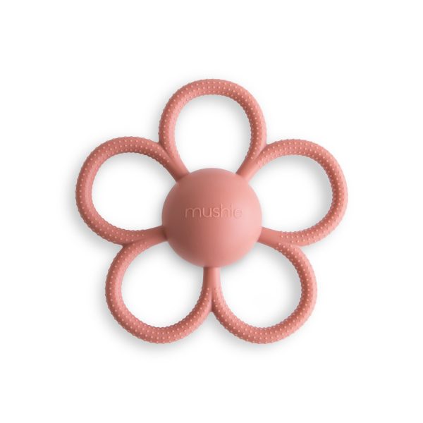 Daisy Rattle Teether - dusty rose