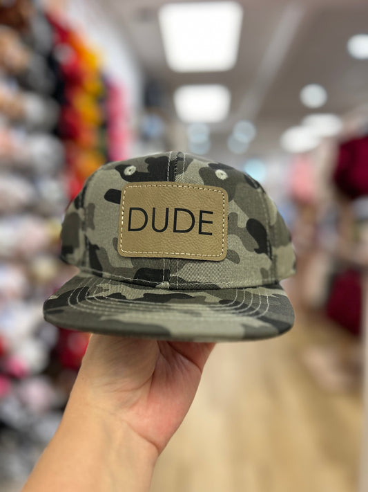 Dude Patch SnapBack Hat (Gray Camo)