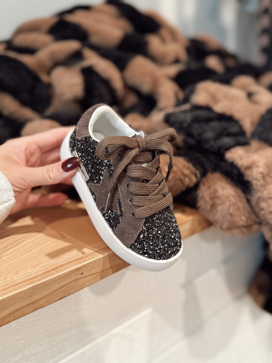 Cocoa and Black Glitter Star Shoe