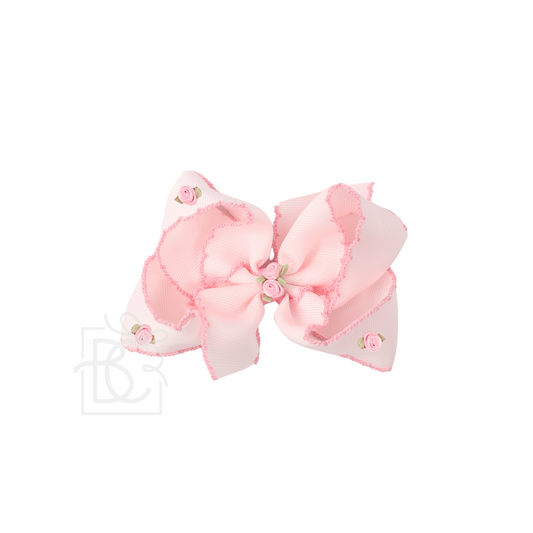 Flower Embellished Crochet Edge Bow