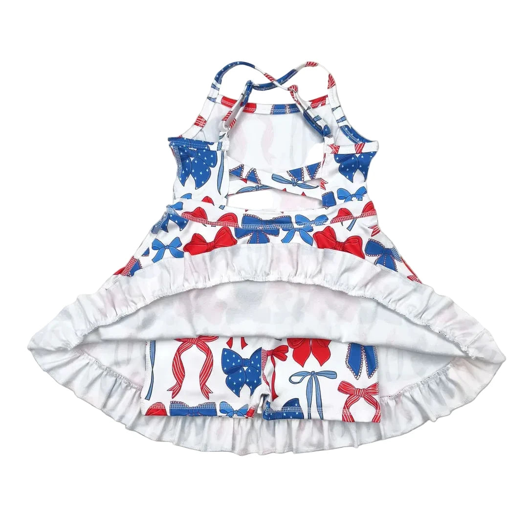4th of July Bows Active Dress with Shorts