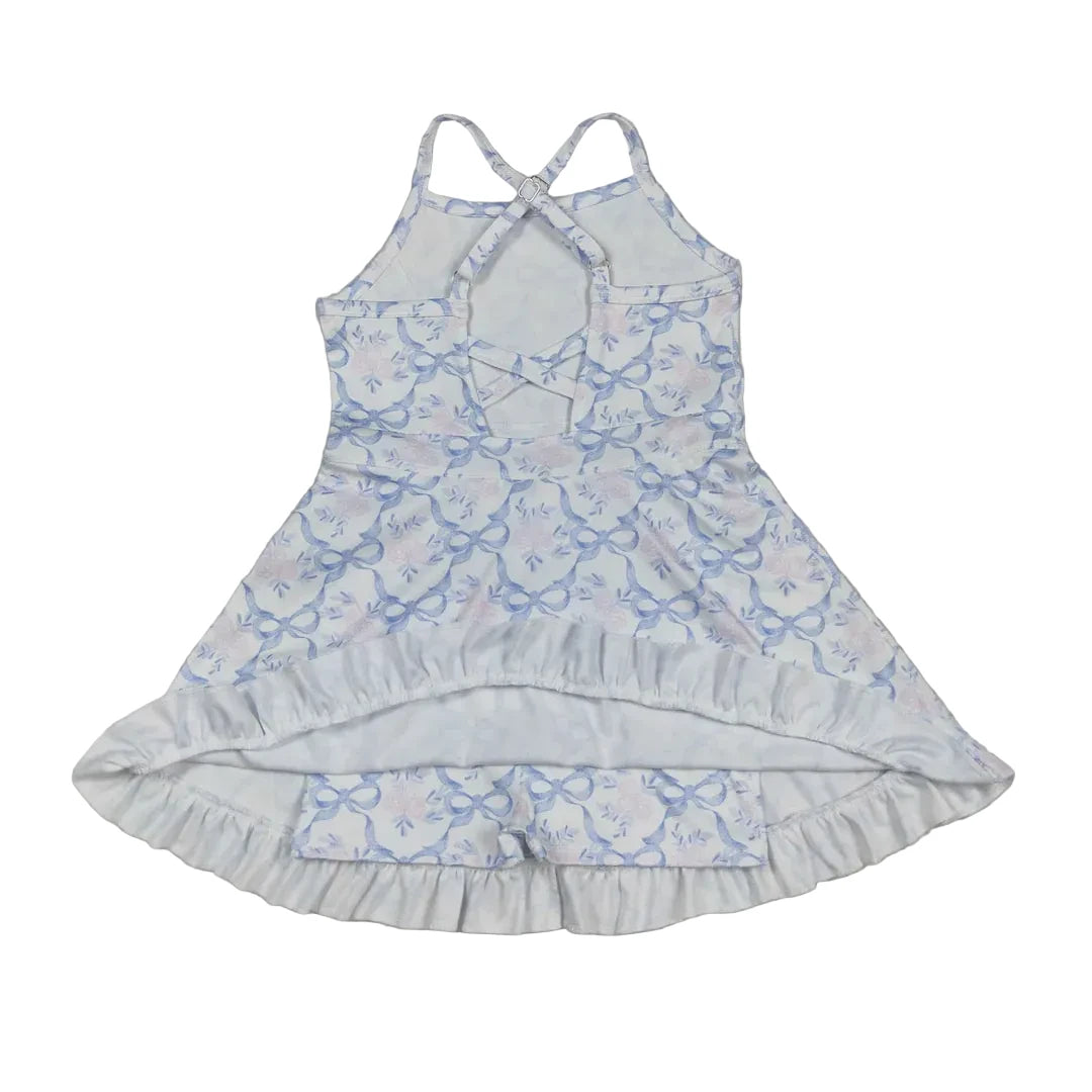 Flower Bows Active Dress with Shorts