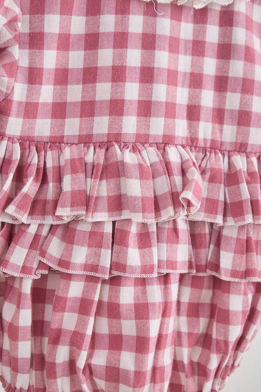 Pink Gingham and Lace Flannel Bubble