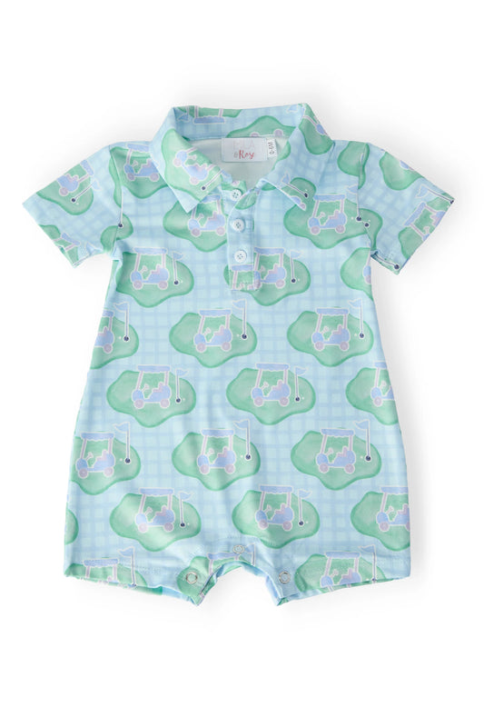 He's On The Green Polo Romper