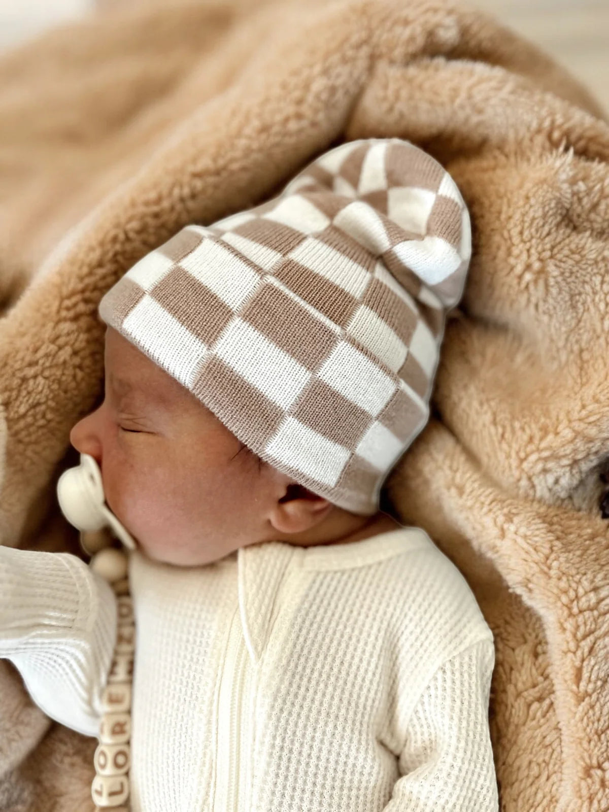 Baby's First Hat-Tan/White Check