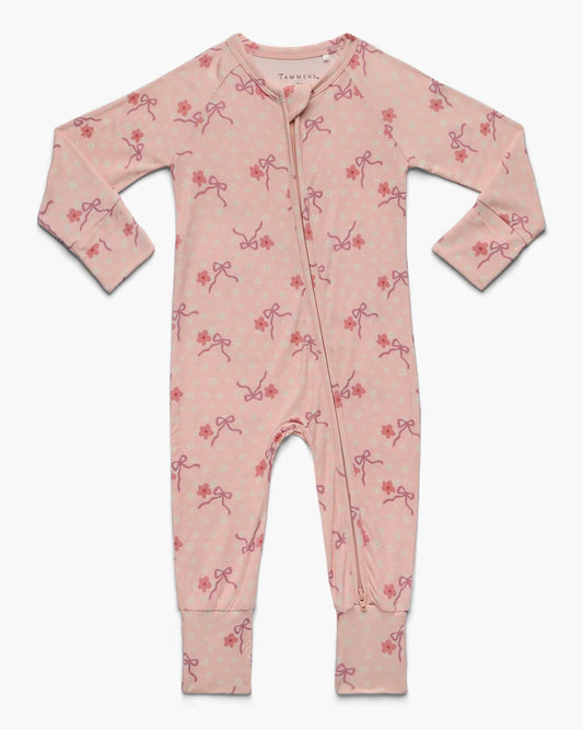 Ditsy Bow Zipper Romper