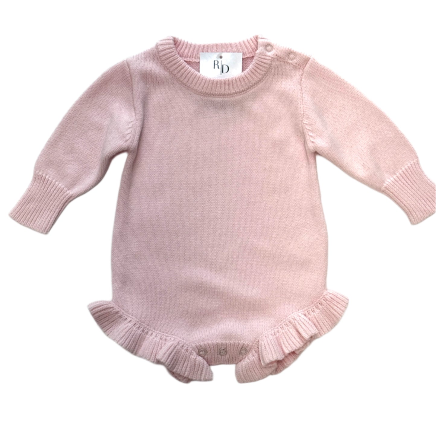 Knit Ruffle Onesie - Pink