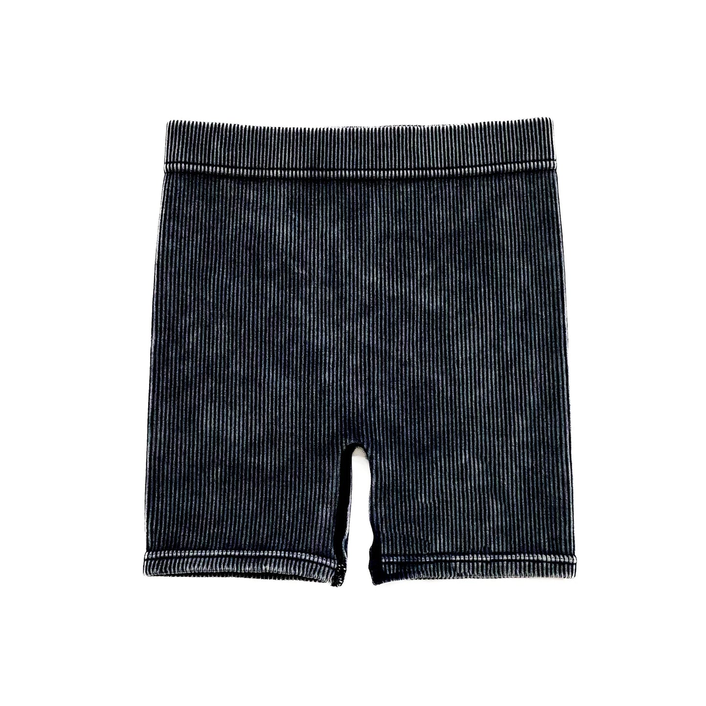 Acid Wash Biker Shorts - Onyx