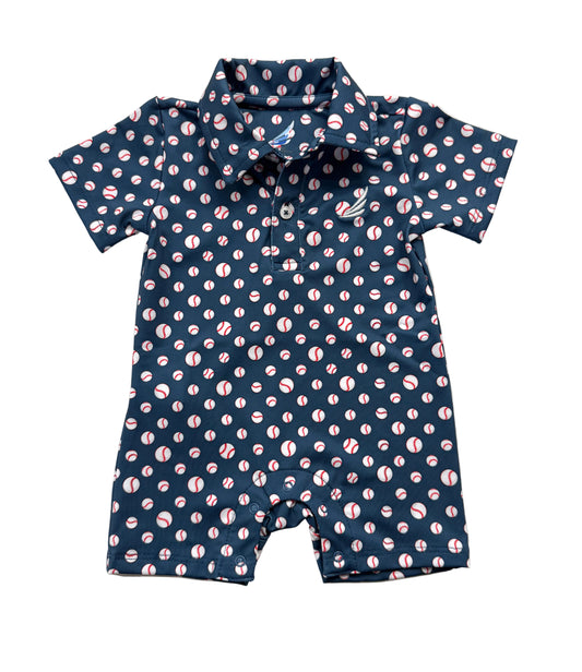 Performance Navy Baseball Romper