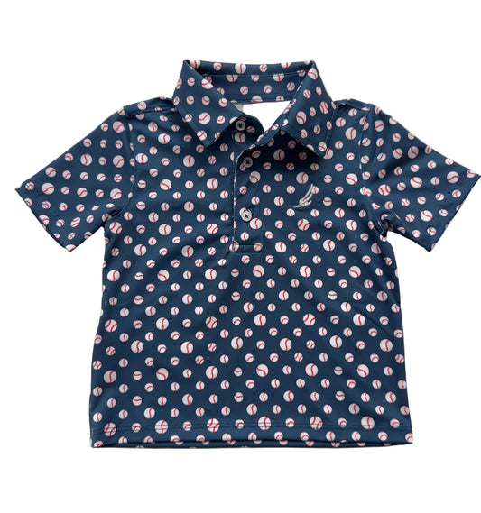 Performance Navy Baseball Print Polo