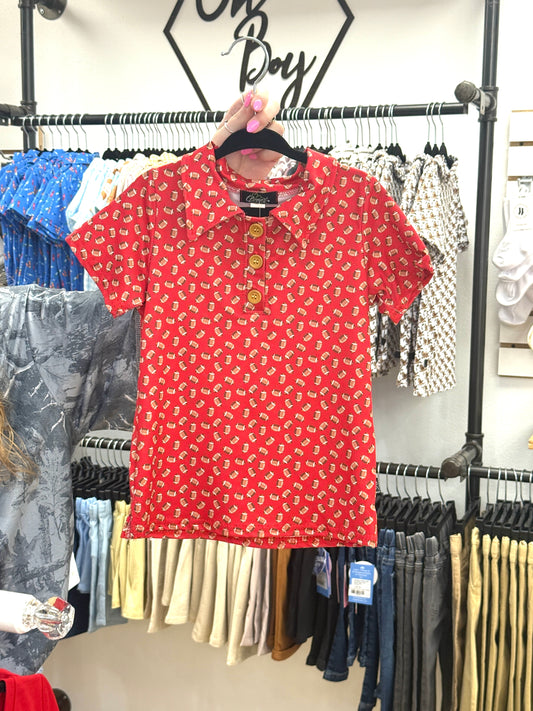 Red Football Polo
