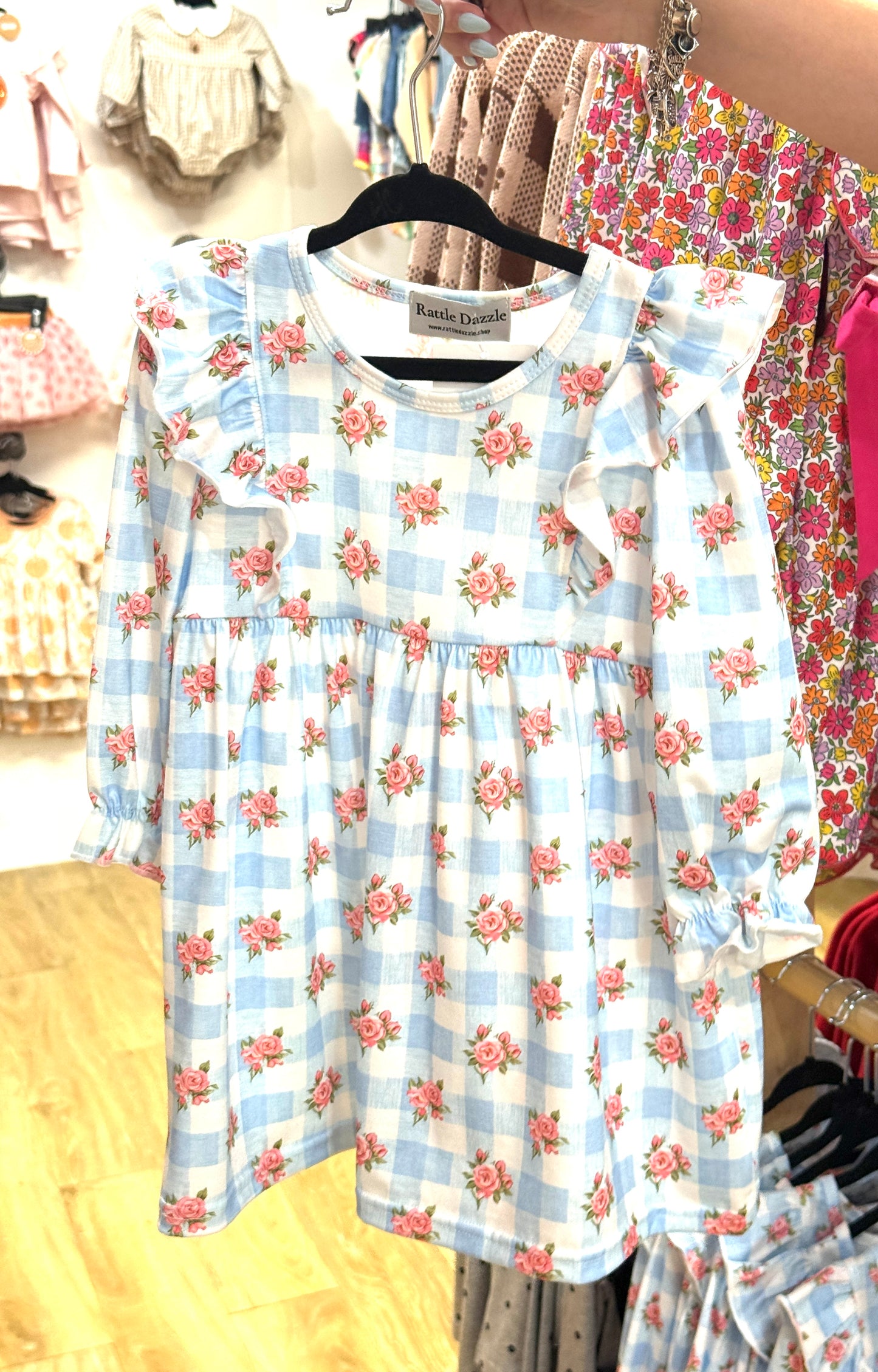 Blue Pink Floral Dress