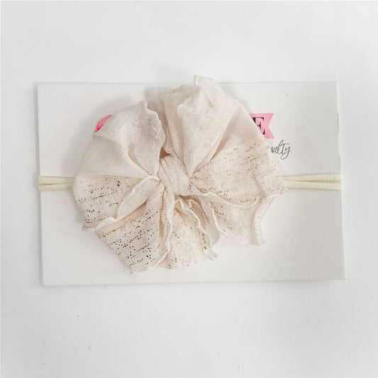 Mini Ruffled Headband - blush gold shimmer