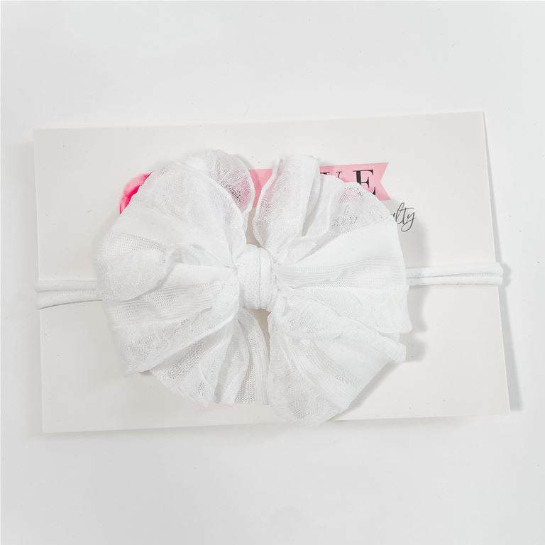 Mini Ruffled Headband - white