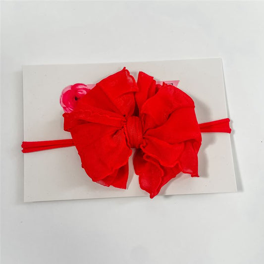 Mini Ruffled Headband - bright red