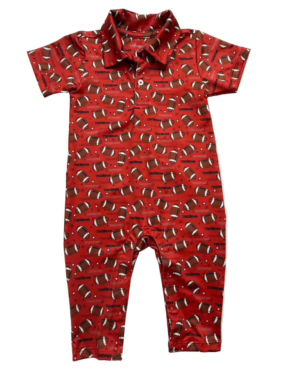 Red Football Long Sleeve Romper