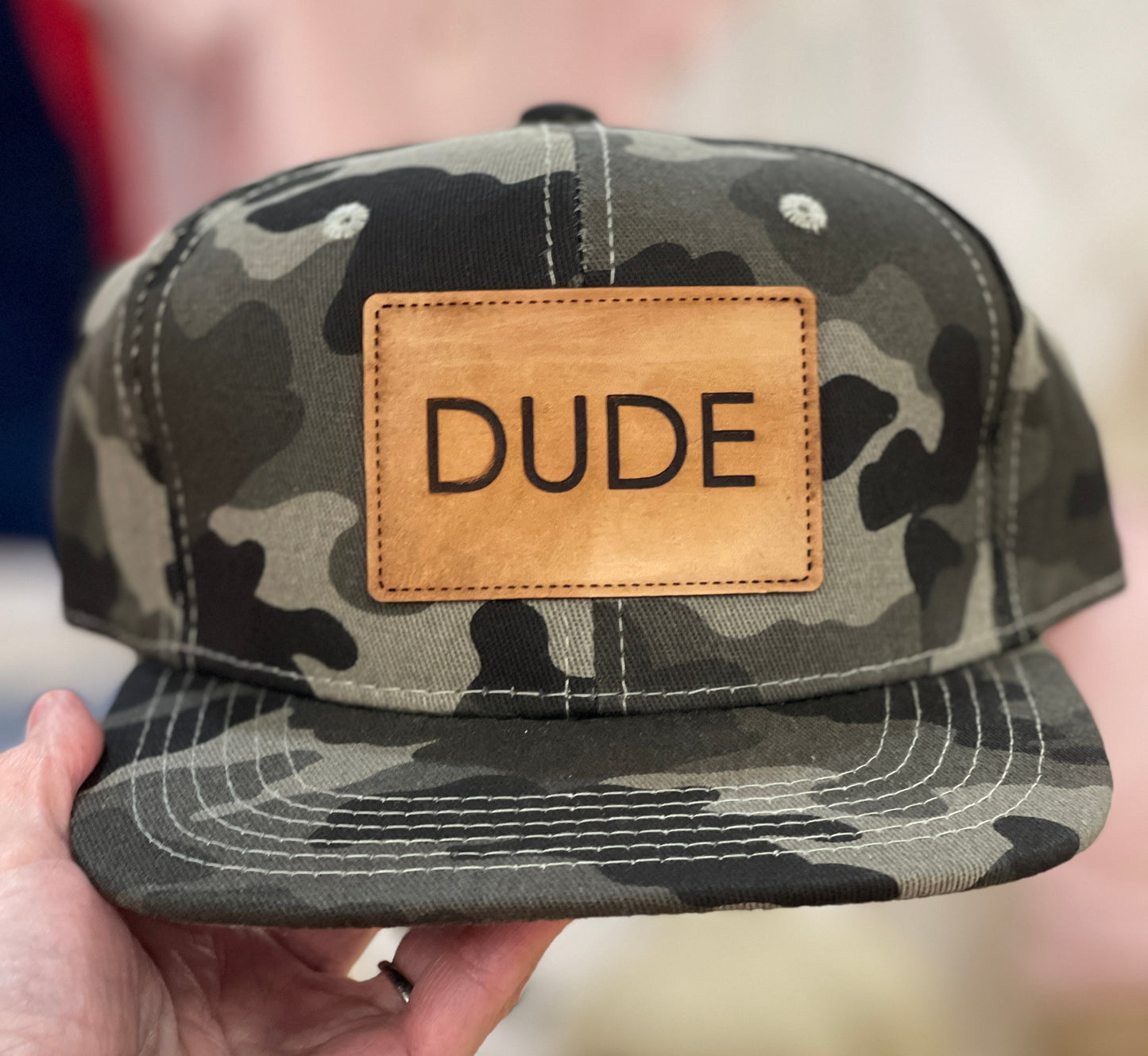 Dude Patch SnapBack Hat (Gray Camo)